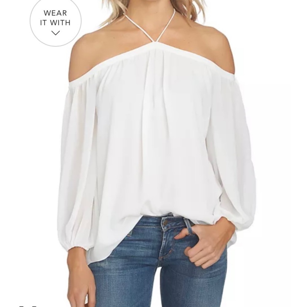 1.STATE Cold-Shoulder Blouse Size M New. NWOT